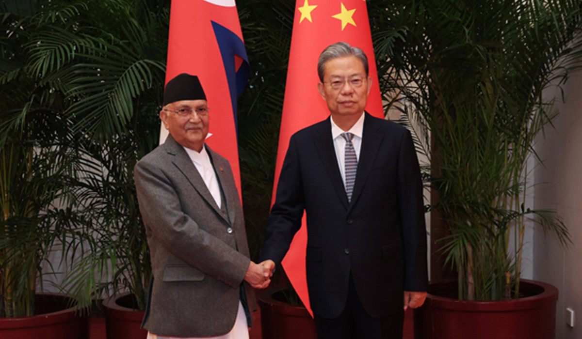 PM Oli meets Zhao Leji, Chair of Standing Committee of National People's Congress