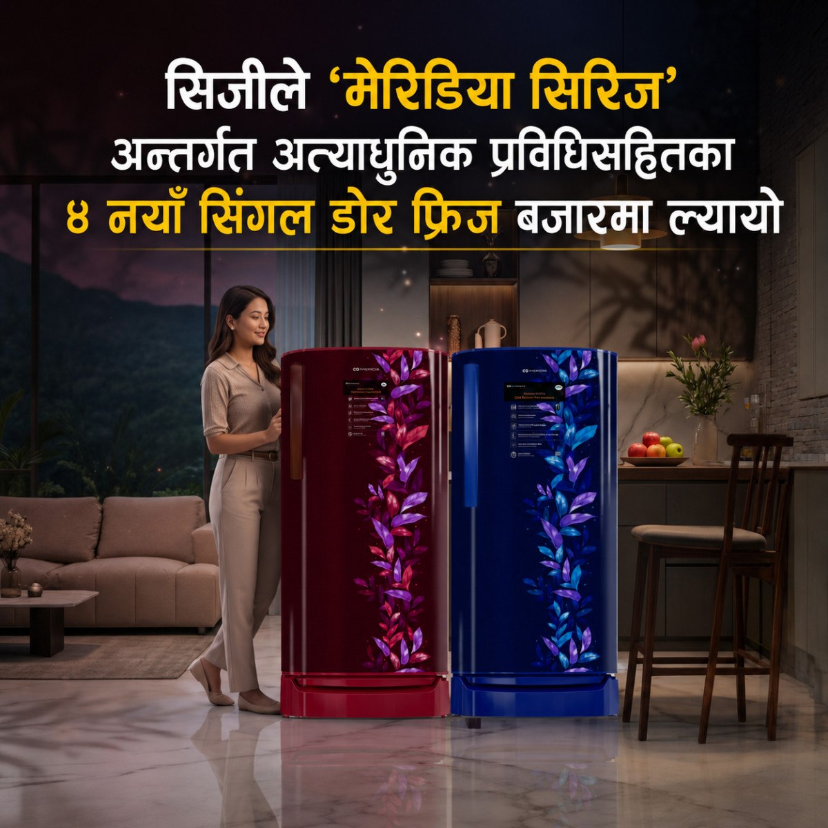 सिजीले ‘मेरिडिया सिरिज’ अन्तर्गत अत्याधुनिक प्रविधिसहितका ४ नयाँ सिंगल डोर फ्रिज बजारमा ल्यायो