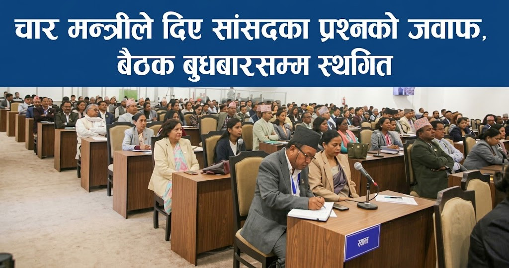चार मन्त्रीले दिए सांसदका प्रश्नको जवाफ, बैठक बुधबारसम्म स्थगित