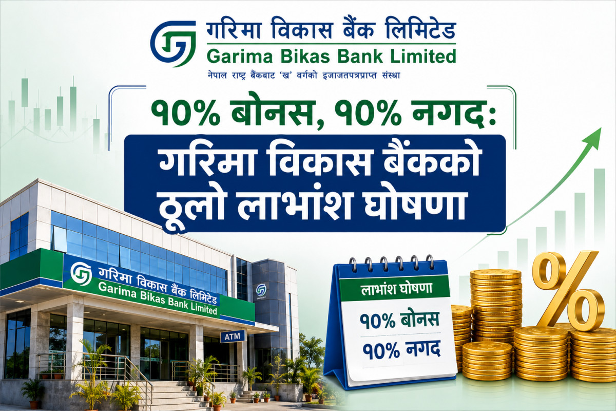 १०% बोनस, १०% नगद: गरिमा विकास बैंकको ठूलो लाभांश घोषणा