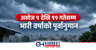 असोज ९ देखि ११ गतेसम्म भारी वर्षाको पूर्वानुमान, वायुसेवा कम्पनीहरूलाई सतर्कता अपनाउन आग्रह