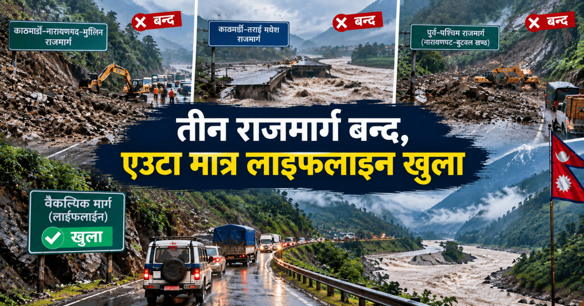 तीन राजमार्ग बन्द, एउटा मात्र लाइफलाइन खुला